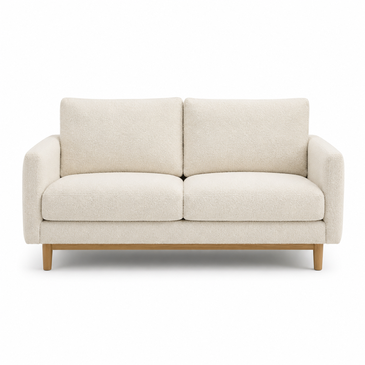 Canapé droit 2 places bouclé écru style Japandi 158x86x78 cm