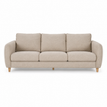 Canapé droit 3 places tissu beige sable style scandinave 212x88x82 cm