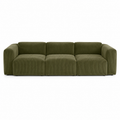 Canapé modulable 3 places velours côtelé vert olive 220x94x76 cm