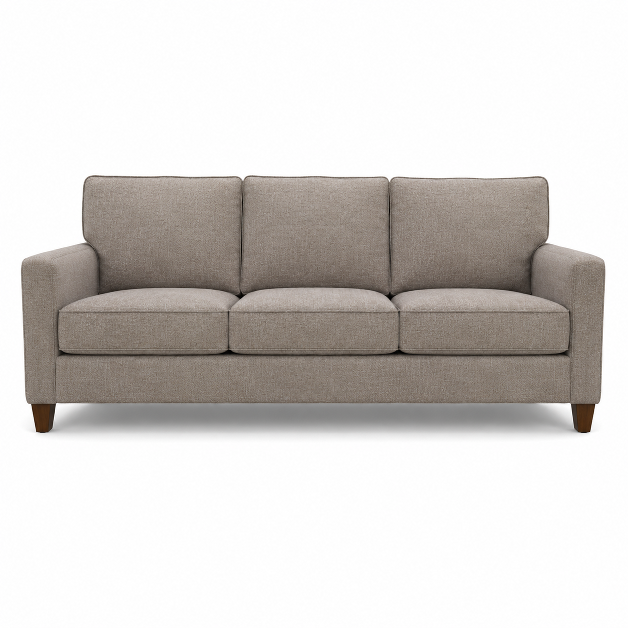 Canapé 3 places tissu chiné taupe avec pieds en bois 205x87x80 cm