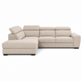 Canapé en angle côté gauche beige effet lin avec appuie-tête 245x165x88 cm