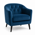 Fauteuil club velours bleu pétrole avec pieds noirs 74x79x80 cm