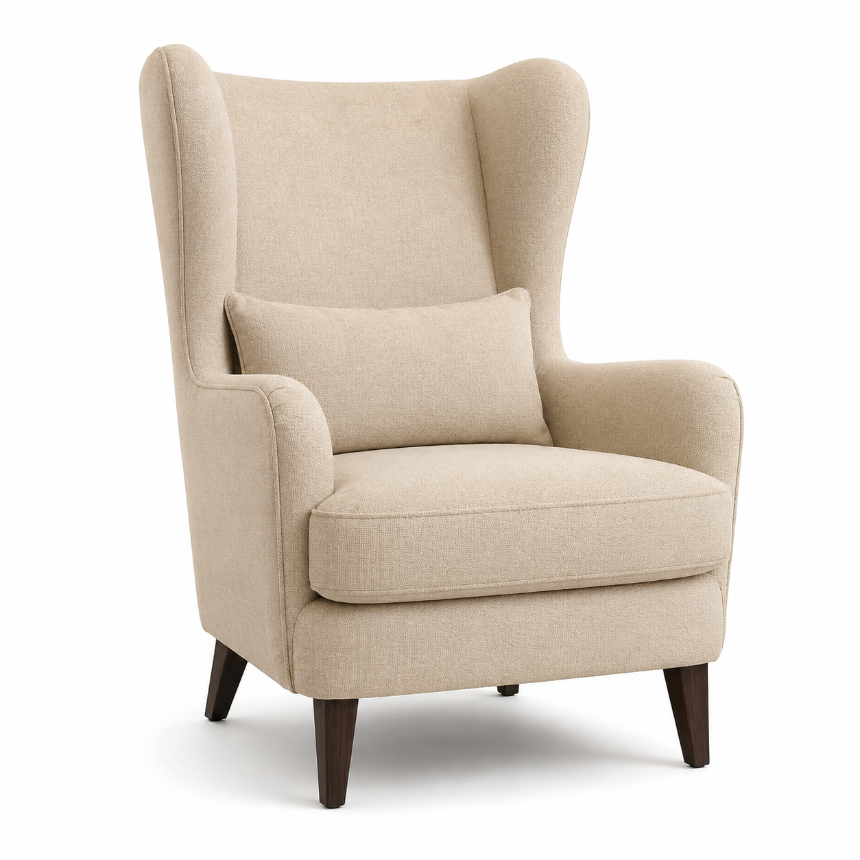 Fauteuil à oreilles beige avec dossier haut 79x88x105 cm