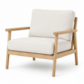 Fauteuil Japandi tissu écru et bois clair 72x76x78 cm