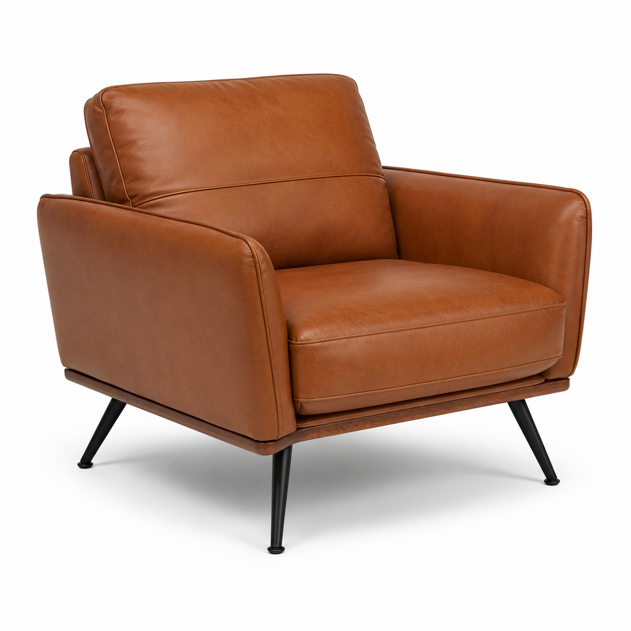 Fauteuil lounge cognac en similicuir 78x84x79 cm