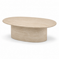 Table basse ovale beige effet travertin 110x60x40 cm