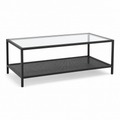 Table basse rectangulaire verre trempé et métal noir 110x55x42 cm