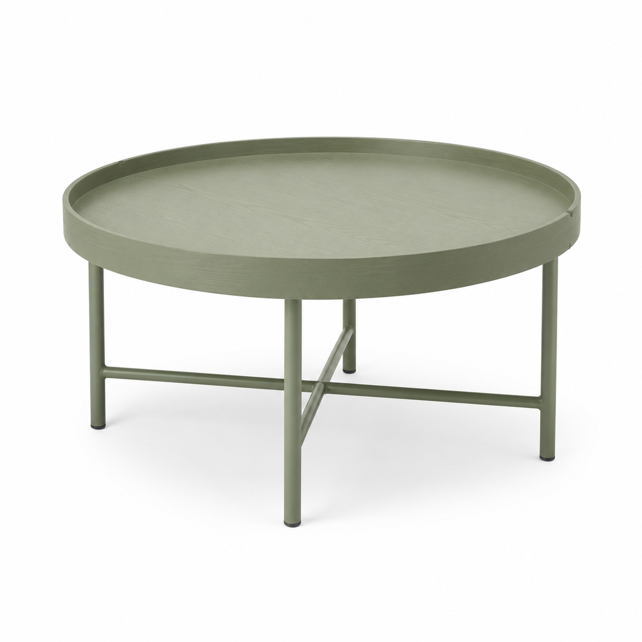 Table basse compacte vert sauge avec plateau amovible 65x65x42 cm