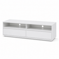 Meuble TV blanc mat avec deux tiroirs 160x42x48 cm