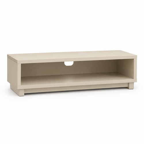 Banc TV bas beige sable avec niche ouverte 120x38x42 cm