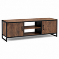 Meuble TV industriel bois brun et métal noir 150x40x52 cm