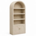 Bibliothèque en arche beige sable avec portes basses 90x35x180 cm