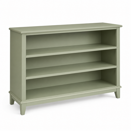 Bibliothèque basse vert sauge à 3 niches 110x32x90 cm
