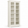 Bibliothèque blanc cassé avec portes vitrées 85x38x190 cm