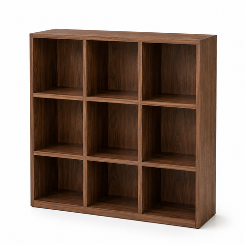 Bibliothèque cube noyer à 9 cases 105x30x105 cm
